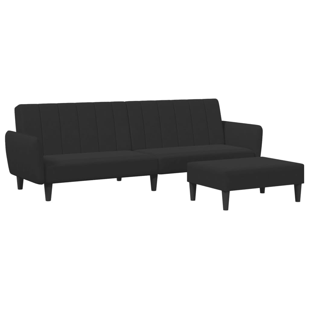 vidaXL 2 Seater Sofa Bed with Footstool Black Velvet, 3216253